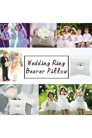 Symbee Düğün Yüzük Yastığı - Beyaz Saten, Askı Ve Dantel İle 20x20cm, 96g Ağırlık Beyaz