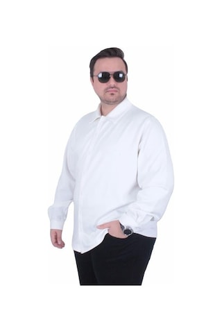 Starbattal Erkek Büyük Beden Uzun Kollu Gömlek 25727 Ekru Ekru