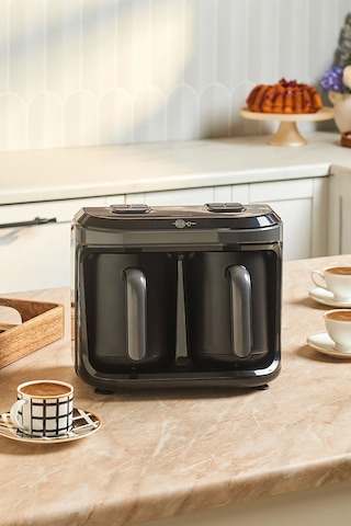 Karaca Hatır Hüp Düet 10 Fincan Kapasiteli Bol Köpüklü Aromalı, Közde ve Türk Kahve Makinesi