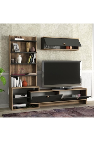 Dekorister Exclusive Pırıl Tv Ünitesi Ceviz-Antrasit