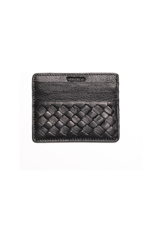 Black Cüzdan & Kartlık Erkek 845 Vergelio Knitting Wallet Card Holder Siyah