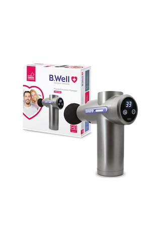 B.well Swiss Med-450 Masaj Tabancası, 33 Hız Seviyeli Elektrikli Kas Perküsyon Masajı, 4 Masaj Başlığı, 2.500 Mah Pil, Otomatik Kapanma Ve Usb-c Şarj Kablosu