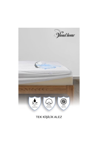 Vionel Home %100 Pamuk Yatak Koruyucu Alez Tek Kişilik Full Kenar Fitted Su & Sıvı Geçirmez