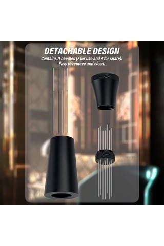 Ximistore9 Espresso Kahve Tozu Karıştırıcı: Alüminyum Kolu, Tabanlı Tutucu Ve 17 Paslanmaz Çelik İğne Siyah Siyah