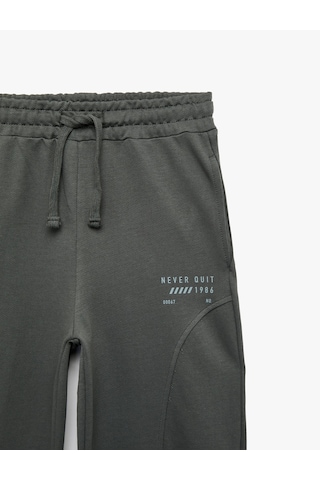 Koton Beli Bağlamalı Baskı Detaylı Cepli Şardonlu Oversize Eşofman Altı Antrasit 7wkb40071tk
