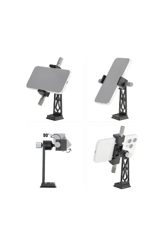 Vkemall Alüminyum Telefon Tutucu 360 Döner 60-90mm Arca Uçlu Tripod Mikrofon Işık Uyumlu