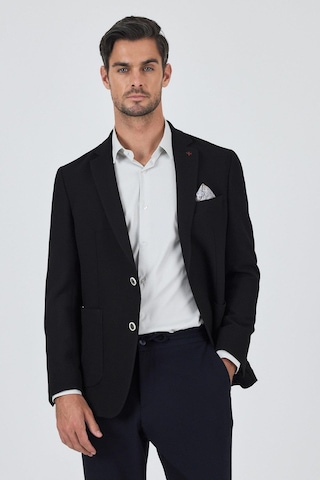 İmza Siyah Mono Yaka Gofreli Esnek 6 Drop Slim Fit Casual Ceket 1002250125 Siyah