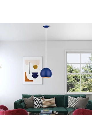 Riolight Modern Koyu Mavi Cafeler,oda,mutfak,yatak Başı İçin 1xe27 Tekli Metal Sarkıt Avize Çap:20cm Koyu Mavi