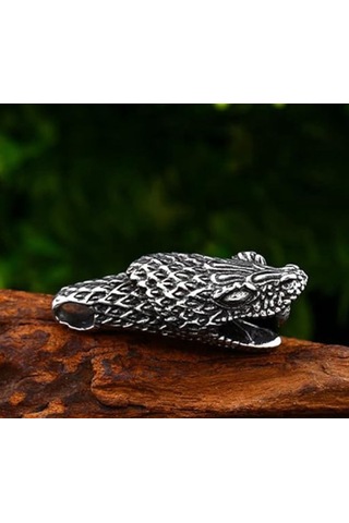 Sevgiliye Hediye Erkek Takı Seti İkili Kombin Deri Bileklik Ve Yılan Başlı Çelik Kolye Çelik