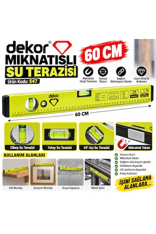Dekor Su Terazisi 60 Cm Mıknatıslı Model Ürün Kodu :547 Yeşil Renk- Yeni Verisyon