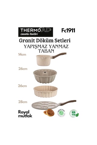 Thermoad 4'lü Vizon Set (Sosluk&Sütlük - Kek Kalıbı - Tart Kalıbı - Emojili Pankek Tavası)