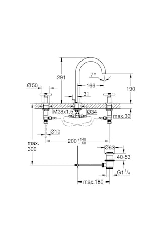 Grohe Atrio 20643DL0 Üç Delikli Lavabo Bataryası Bakır