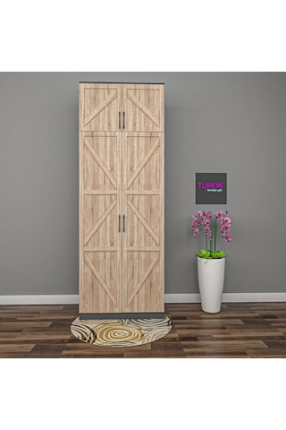 Geometri 2 Kapılı Gardrop Mdf Sis Gri