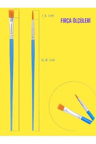 Resim Fırçası Seti 4'lü,2 İnce Uçlu, 2kalın Uçlu Fırça, Suluboya,