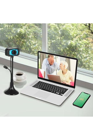 Skycity Usb Plug & Play 80mp Cmos Webcam İle Siyah, Gürültü Azaltıcı Mikrofon, Gece Görüşü, 360 Döner, Hd Video Konferans, Ders İçin Bilgisayar Kamerası