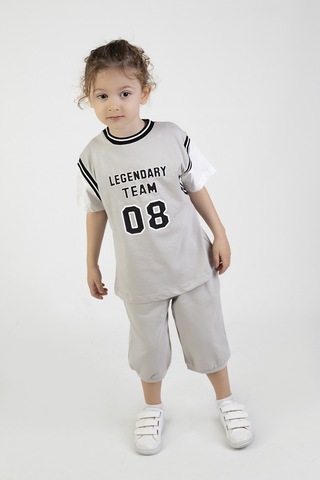 Erkek Çocuk Legendary Baskılı Kısa Kollu Diz Altı Basketball Şortlu Basic Takım 2-5 Yaş 001