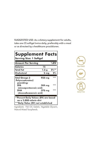 Solgar, Omega-3, Epa & Dha, Triple Strength, 950 Mg, 100 Softgels
