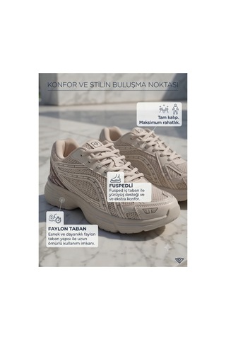 Fıero Mıen Unisex Kadın Erkek Çocuk Garson Boy Rahat Günlük Sneaker Spor Yürüyüş Ayakkabı Bej Bej
