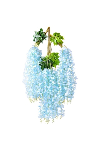 Suntek Düğün Için Yapay Wisteria Çiçekler Asma İpek Çiçek Mavi