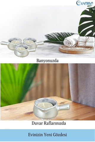 Mumluk Şamdan Tealight Mum Uyumlu Mini Tava Model - Gümüş