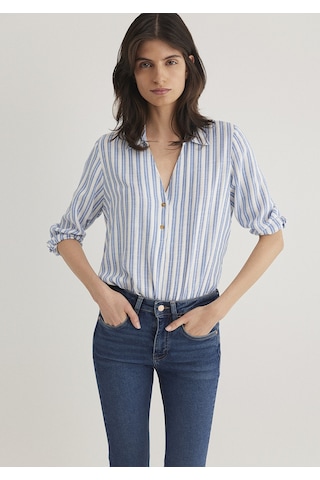 Mavi - Indigo Çizgili Bluz 122400-83979 İndigo