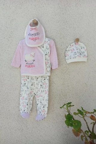 Peruflic Annesinin Kuzusu Şapkalı Eldivenli 5'li Kız Zıbın Seti 0-3 Ay Çok Renkli