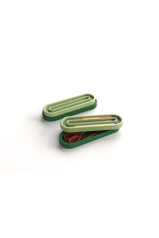 Tıdy Base - Desk Organizer Renkli Kapaklı Kalemlik Seti Kalem, Makas Ve Ataş Düzenleyici Yeşil