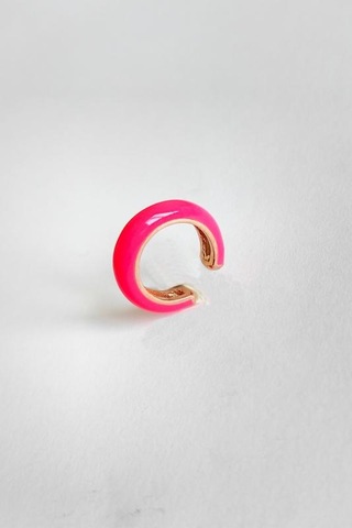 Pembe Neon Mineli Gümüş Kıkırdak Küpe