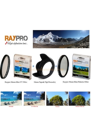 Raypro 58Mm Uv Filtre + Circular Polarize Filtre + Parasoley Seti