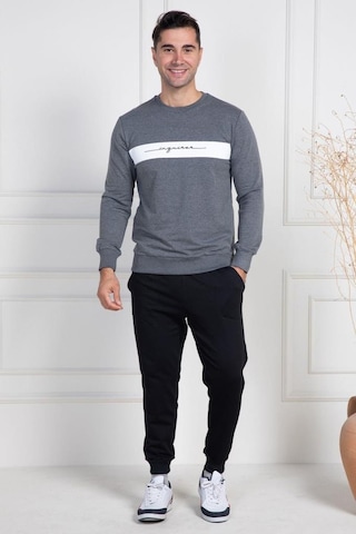 Mecit Pijama Mecit 2976 Gri İki İp Örme Spor Model Erkek Pijama Takımı Gri