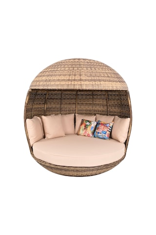 World Daybed 200 Cm Rattan Bahçe Kral Yatağı Açık Kahverengi