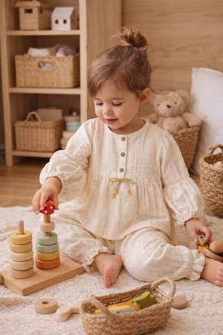 Babyhola Fiyonk Detay Bayramlık Kız Bebek Çocuk Alt Üst Takım Set 2002 Altın