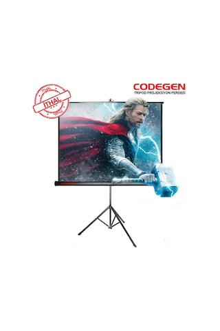 Codegen Tx-20 Trıpod Projeksiyon Perdesi 200x200 Arkası Siyah Fonlu - Taşınabilir Ayaklı Model 1923