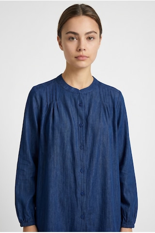 Sementa Geniş Kalıp Kol Detaylı Tencel Gömlek - Indigo
