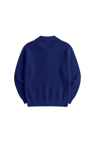 Genıus Store Erkek Hırka Oversize Kalıp Düğmeli Polo Yaka Triko Kazak Çekme/uzama Yapmaz Erkek-hırka Lacivert