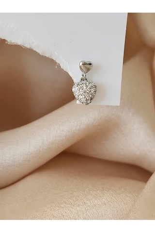 Eva Takı Store Kalp Bombeli Sallantılı Model Kıkırdak Tragus Helix Piercing Gümüş Renk Küpe Gümüş