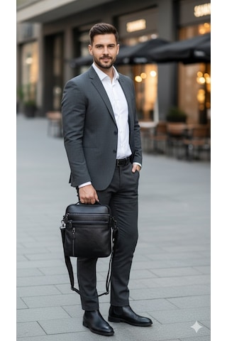 Traum El Çantası Hakiki Deri 11" İnç Laptop/ Tablet Uyumlu Premium %100 Orjinal Deri 8683255014002 Siyah