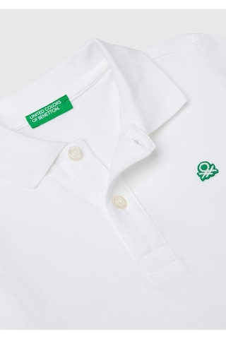 United Colors Of Benetton Erkek Bebek Beyaz Logolu Polo T-shirt Beyaz