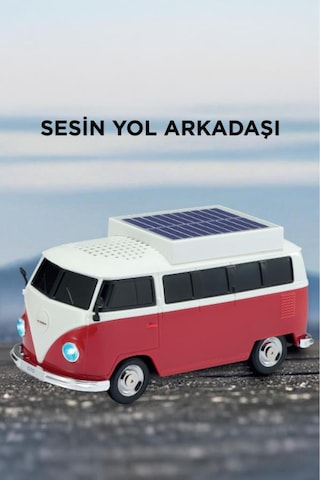 Bluetooth Hoparlör Retro Araba Vosvos Tasarımlı Solar Şarjlı Speaker D70