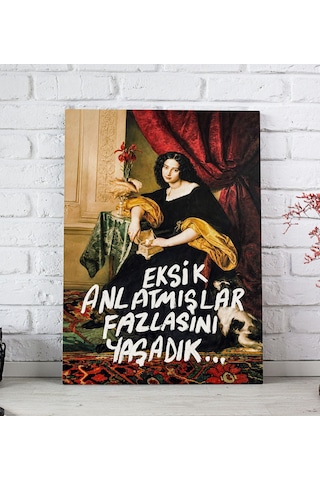 Bk Gift Vintage Klasik Sanat Esprili Sözlü Dekoratif Kanvas Tablo - 15 Çok Renkli