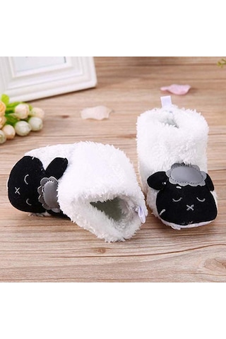 Suntek Sevimli Karikatür Hayvan Unisex Çocuk Polarlı Panduf Beyaz