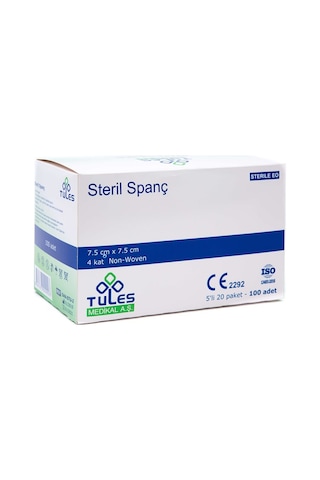Tules Steril Spanç 100Lü 7.5Cm*7.5Cm Gazlı Bez 4 Kutu