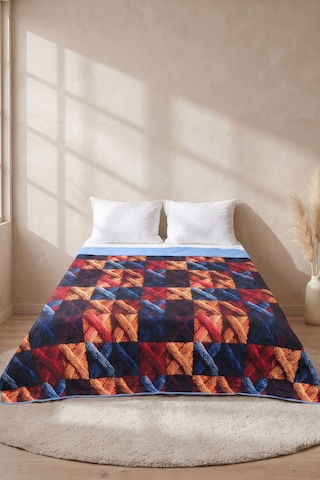 Kare Örgü 5d Çok Amaçlı Çift Kişilik Baskılı Pike & Yatak Örtüsü 200x220 Cm Çok Renkli