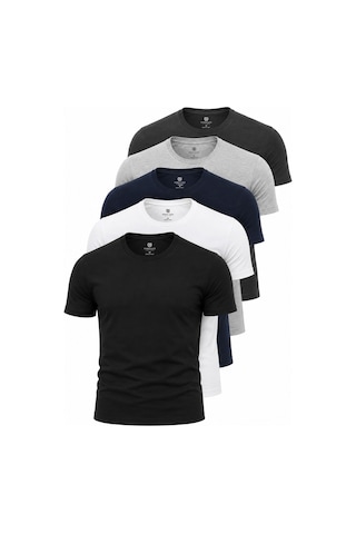 Piano Luce Erkek 5 Li Paket T-shirt Kısa Kollu Bisiklet Yaka Regular Fit 5 Renk Seçenekli Çok Renkli