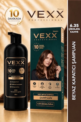 Vexx Professional Beyaz Kapatıcı Pratik Boya Çikolata Kahve 6.35 Amonyaksız Formül 300 Ml.
