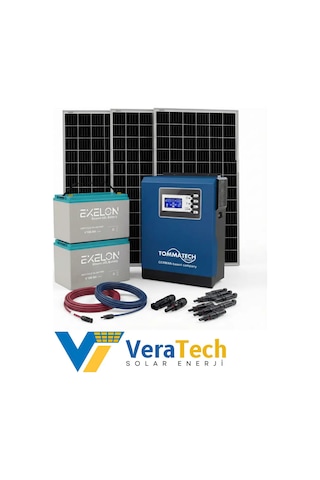 Veratech Güneş Enerjisi Bahçe Evi Solar Paketi 395w Güneş Paneli, 100ah Jel Akü, 3kva İnverter