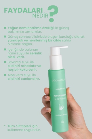 Bade Natural Aloe Vera Jel Güneş Sonrası Nemlendirici %100 Doğal 100 ML