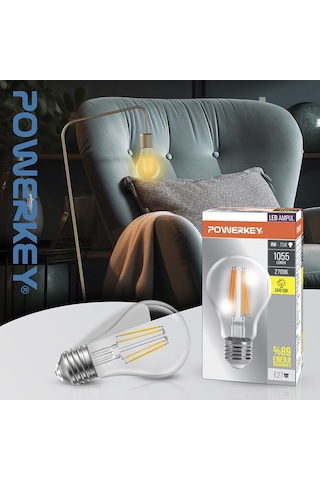 Powerkey Led Filament Ampul - Sarı Işık