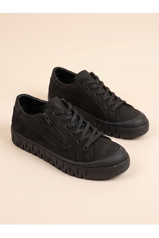 Bafaş 038043hn Siyah Hakiki Dana Derisi Bağcıklı Erkek Sneaker