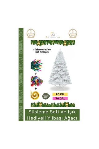Noelpaketi Lüks Dekoratif Kaliteli Plastik Ayaklı Sık Yapraklı Yeşil Canlı Yeni Yıl Noel Paketi 90 Standart